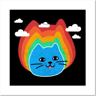 Cat Rainbow, Funny Cute Cat, Humor, Birthday Posters and Art